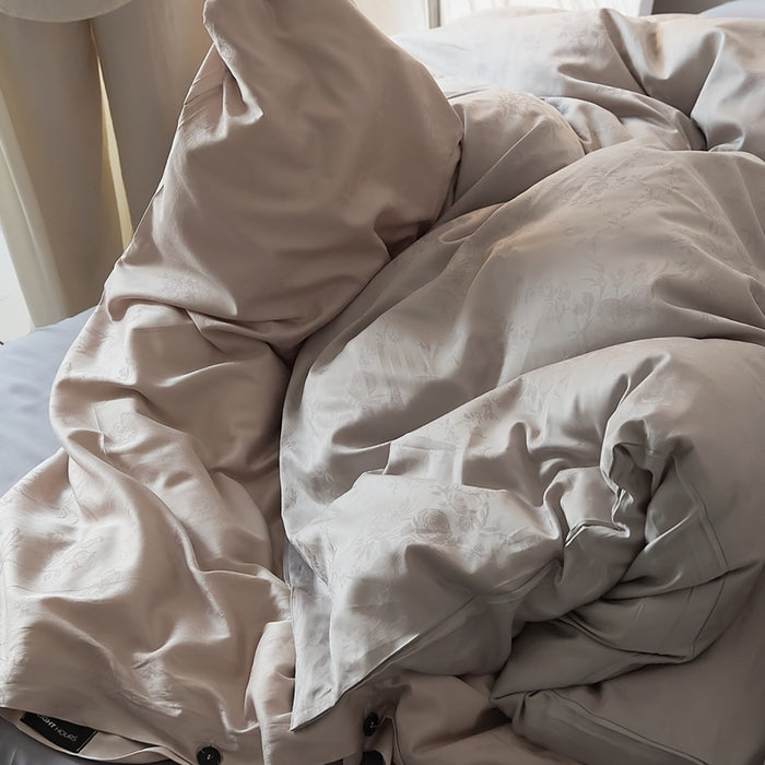 Tencel Cotton Duvet Cover Set Jacquard Eucalyptus Fiber Mixed Duvet Cover Set