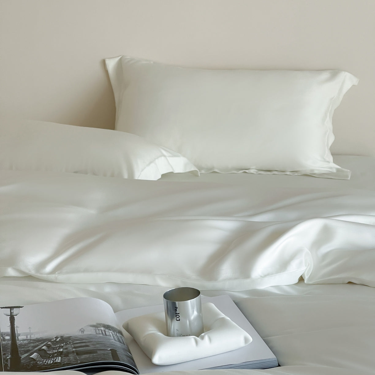 Home Textile Bedding Set White Eucalyptus Lyocell Duvet Cover Set 3pcs/set Silky Comforter Covers