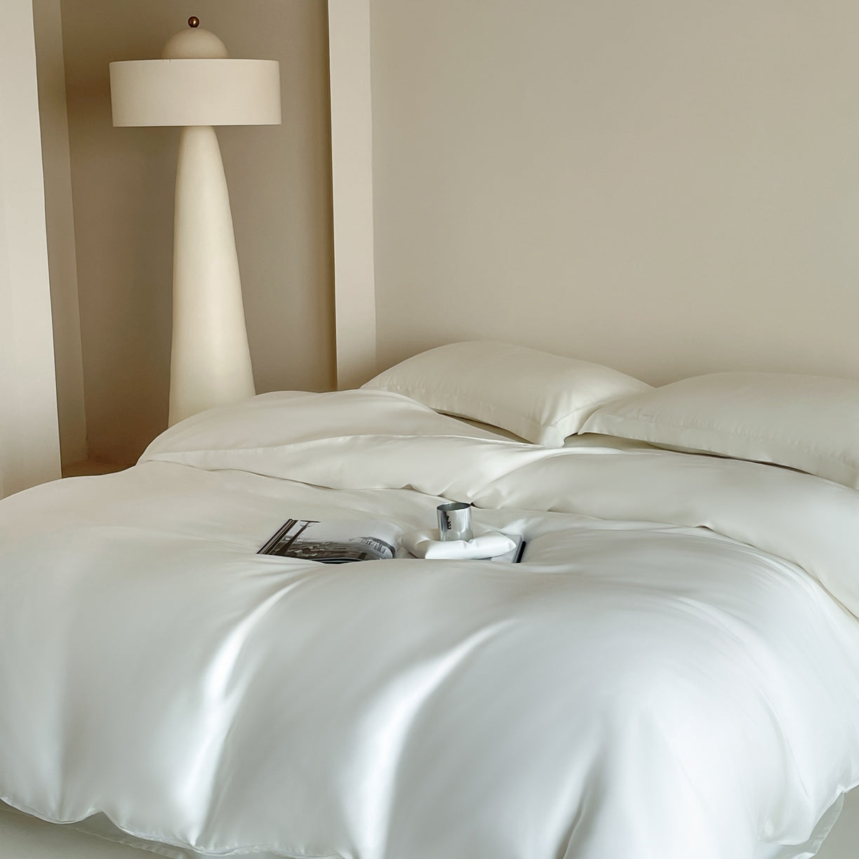 Home Textile Bedding Set White Eucalyptus Lyocell Duvet Cover Set 3pcs/set Silky Comforter Covers