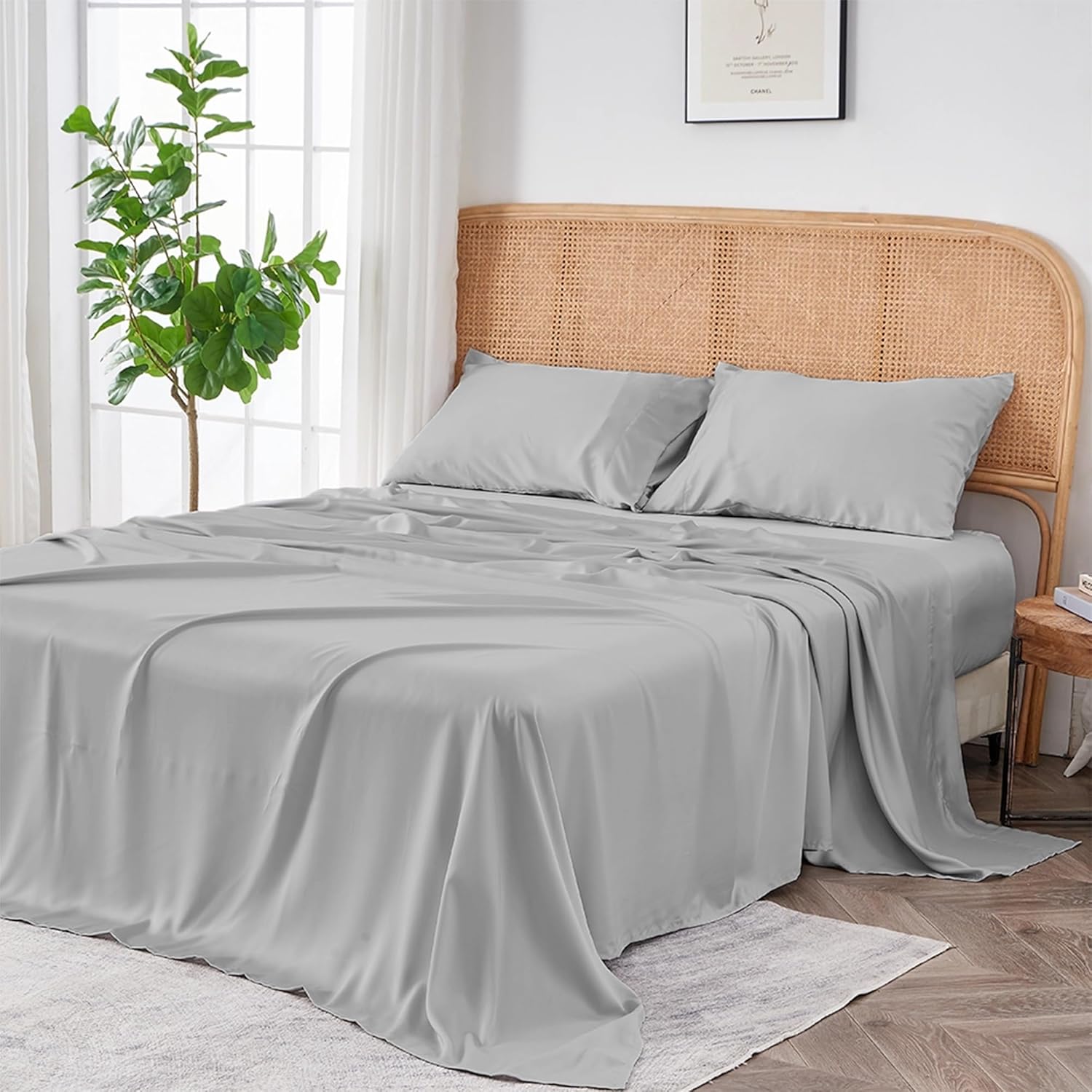 Eucalyptus Lyocell Fitted Sheet Set King/Cal King (1 fitted sheet+1 top sheet+ 2 pillowcase)