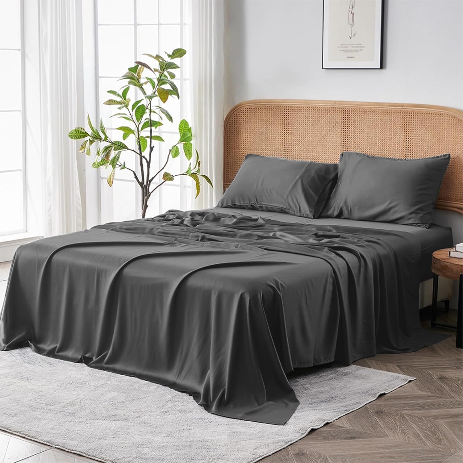 Eucalyptus Lyocell Fitted Sheet Set King/Cal King (1 fitted sheet+1 top sheet+ 2 pillowcase)