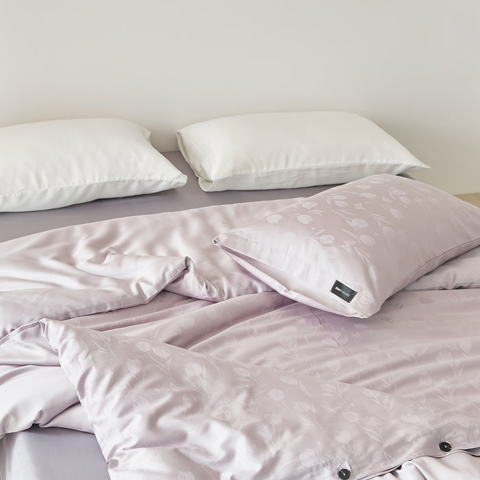 Tencel Cotton Duvet Cover Set Jacquard Eucalyptus Fiber Mixed Duvet Cover Set