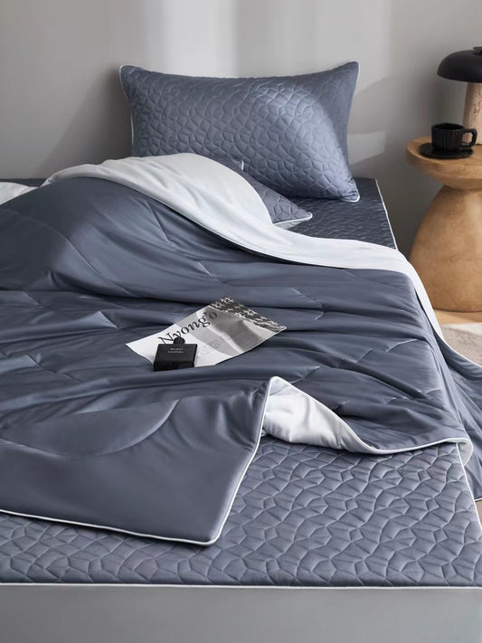 Summer Bedding Set 100% Nylon Cooling Home Texitle (Quilts + 2pcs Pillowcase+ Fitted sheet)