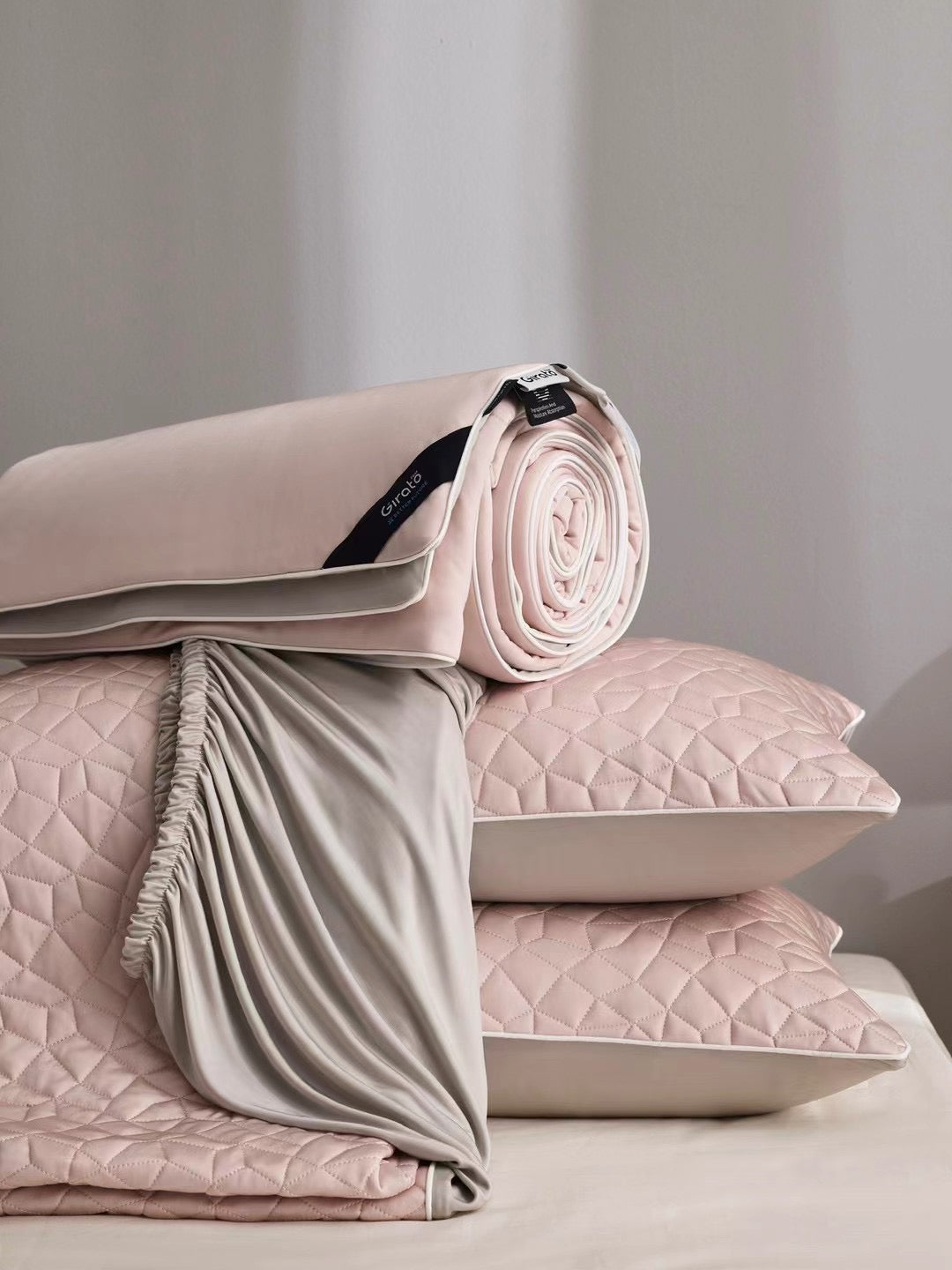 Summer Bedding Set 100% Nylon Cooling Home Texitle (Quilts + 2pcs Pillowcase+ Fitted sheet)