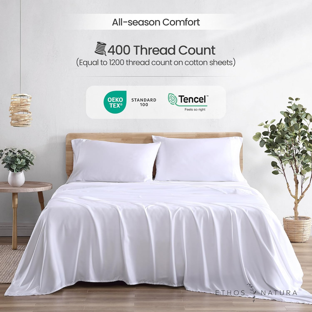 Eucalyptus Lyocell Fitted Sheet Set King/Cal King (1 fitted sheet+1 top sheet+ 2 pillowcase)