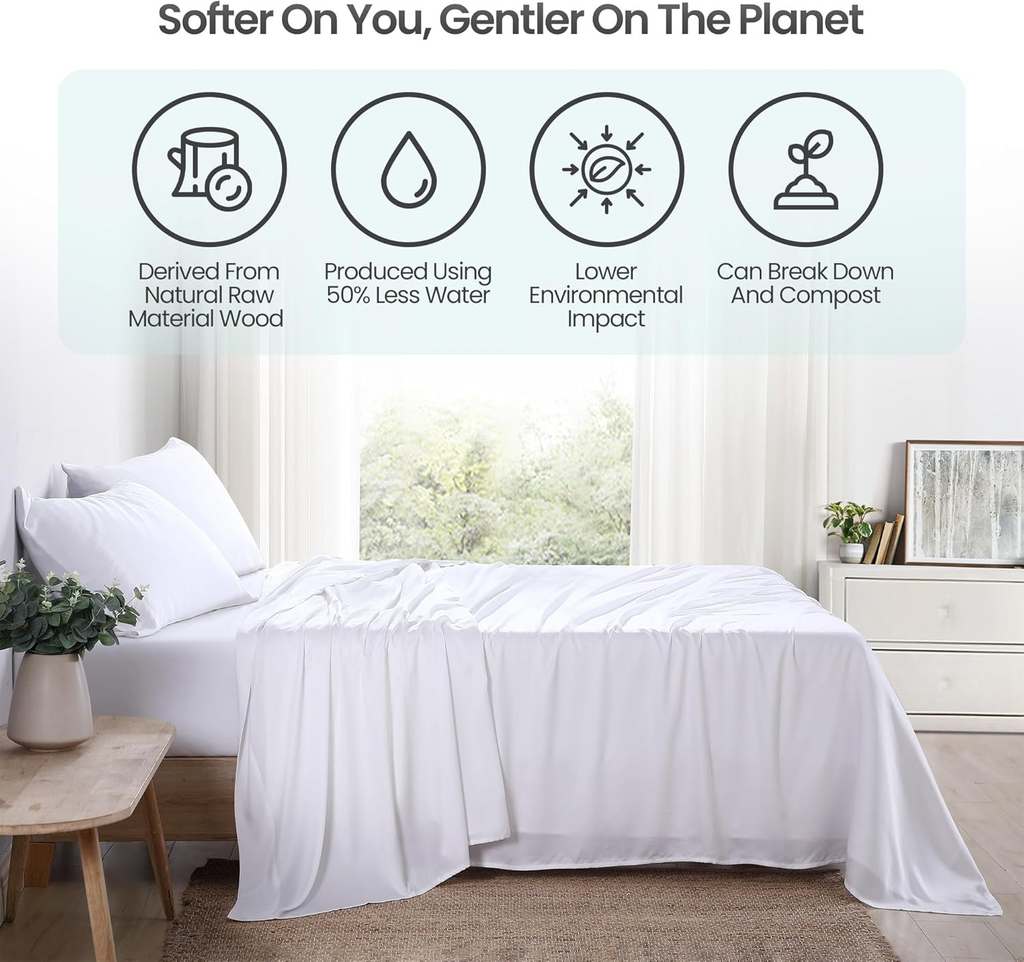 Eucalyptus Lyocell Fitted Sheet Set King/Cal King (1 fitted sheet+1 top sheet+ 2 pillowcase)