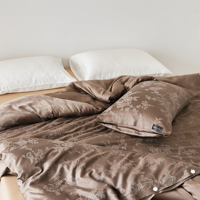 Tencel Cotton Duvet Cover Set Jacquard Eucalyptus Fiber Mixed Duvet Cover Set